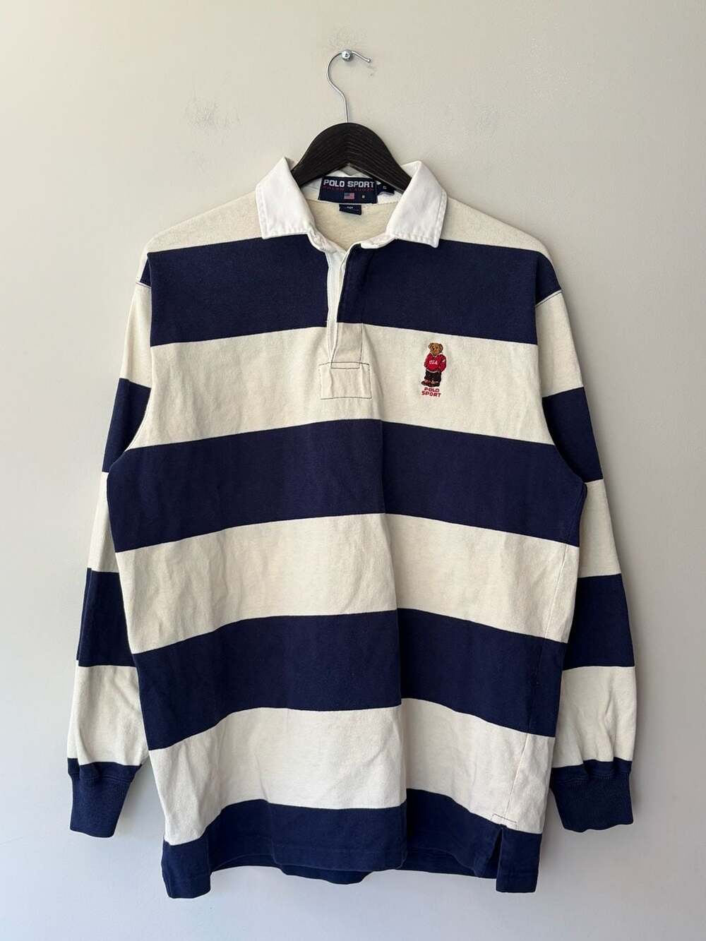 Polo Sport Ralph Lauren Rugby Shirt Bear Navy White Striped